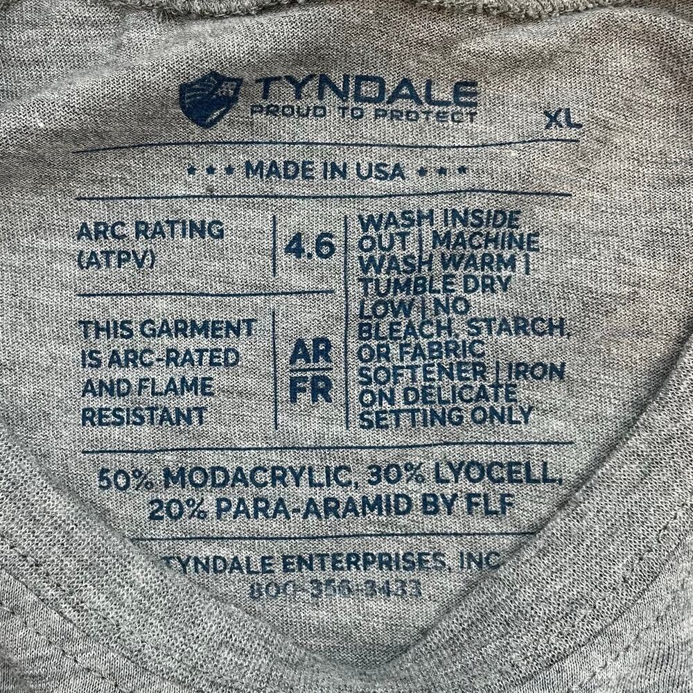 Tyndale FR Shirt Mens XL Gray Long Sleeve Arc Rated CAT 1 NFPA 2112 NWT USA - Picture 4 of 11